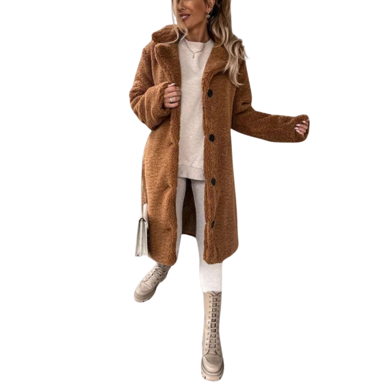 Lange winterjas met kraag en rechte voorkant