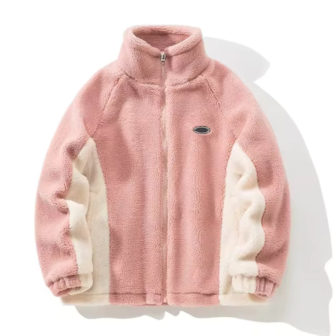 Heren standkraag kleurblok winterjas