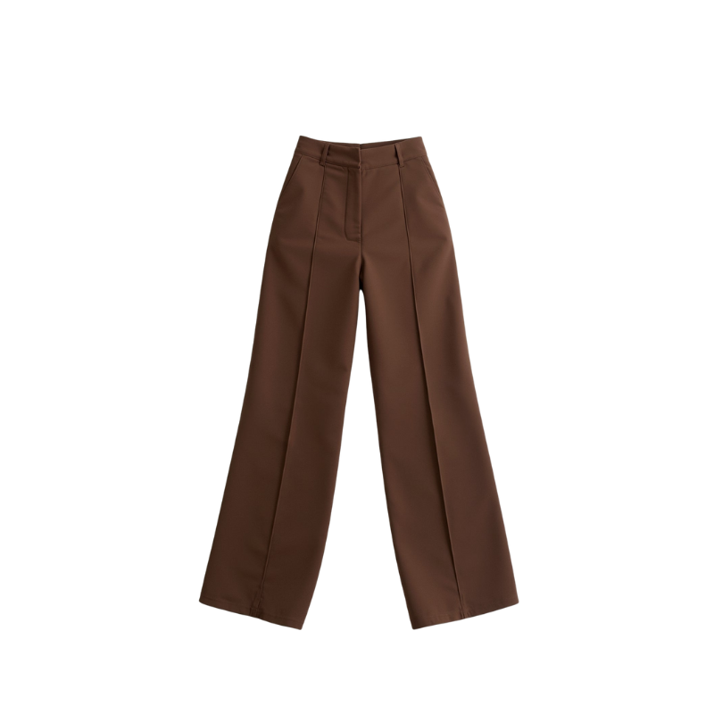 Damesbroek met wijde pijpen en hoge taille