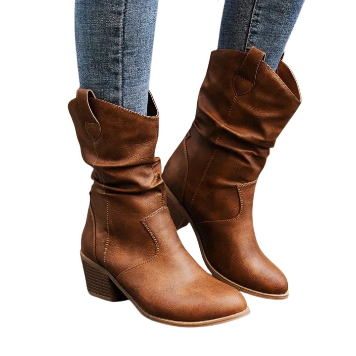 Dames lange laarzen met vouwontwerp voor herfst en winter