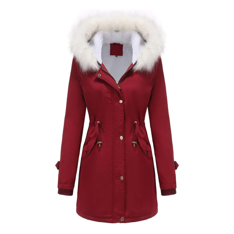 Dames winterjas met capuchon en knoopsluiting voor koud weer