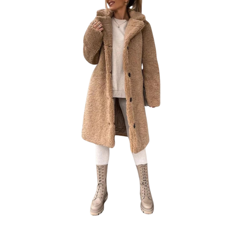 Lange winterjas met kraag en rechte voorkant