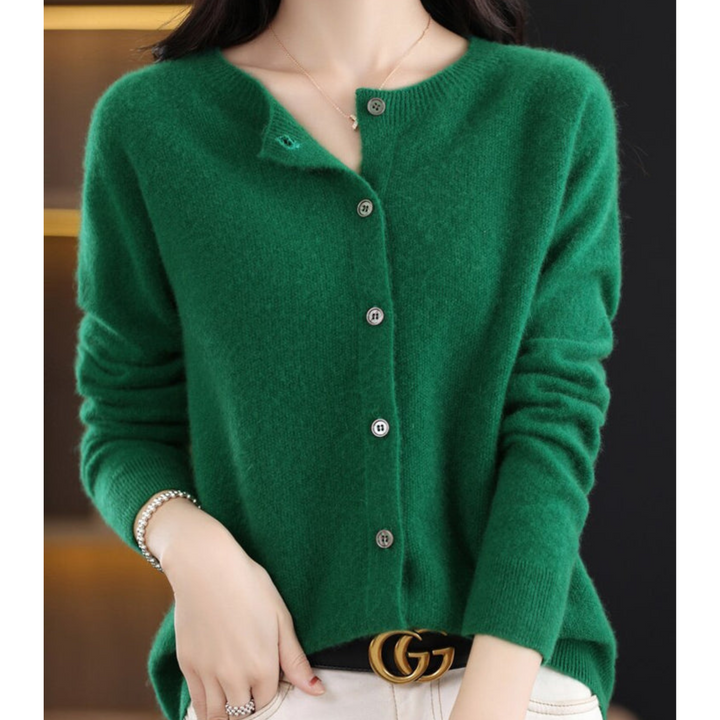 Dames gebreide cardigan met ronde hals en knopen