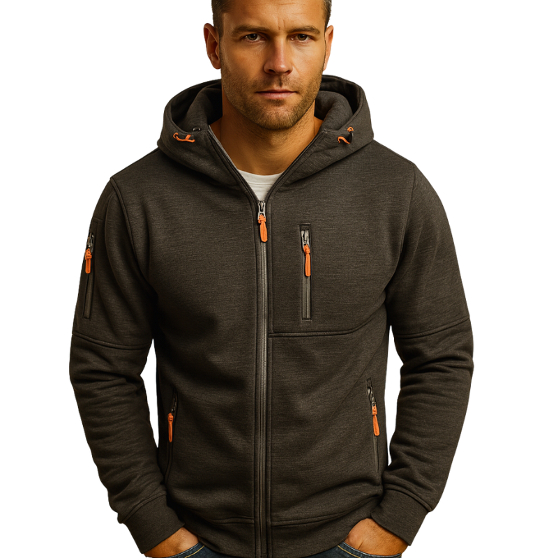 Heren hoodie met ritssluiting en verstelbare capuchon voor herfst en winter
