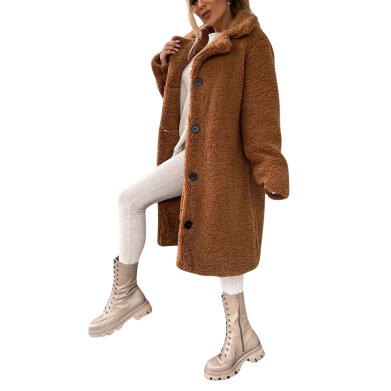 Lange winterjas met kraag en rechte voorkant