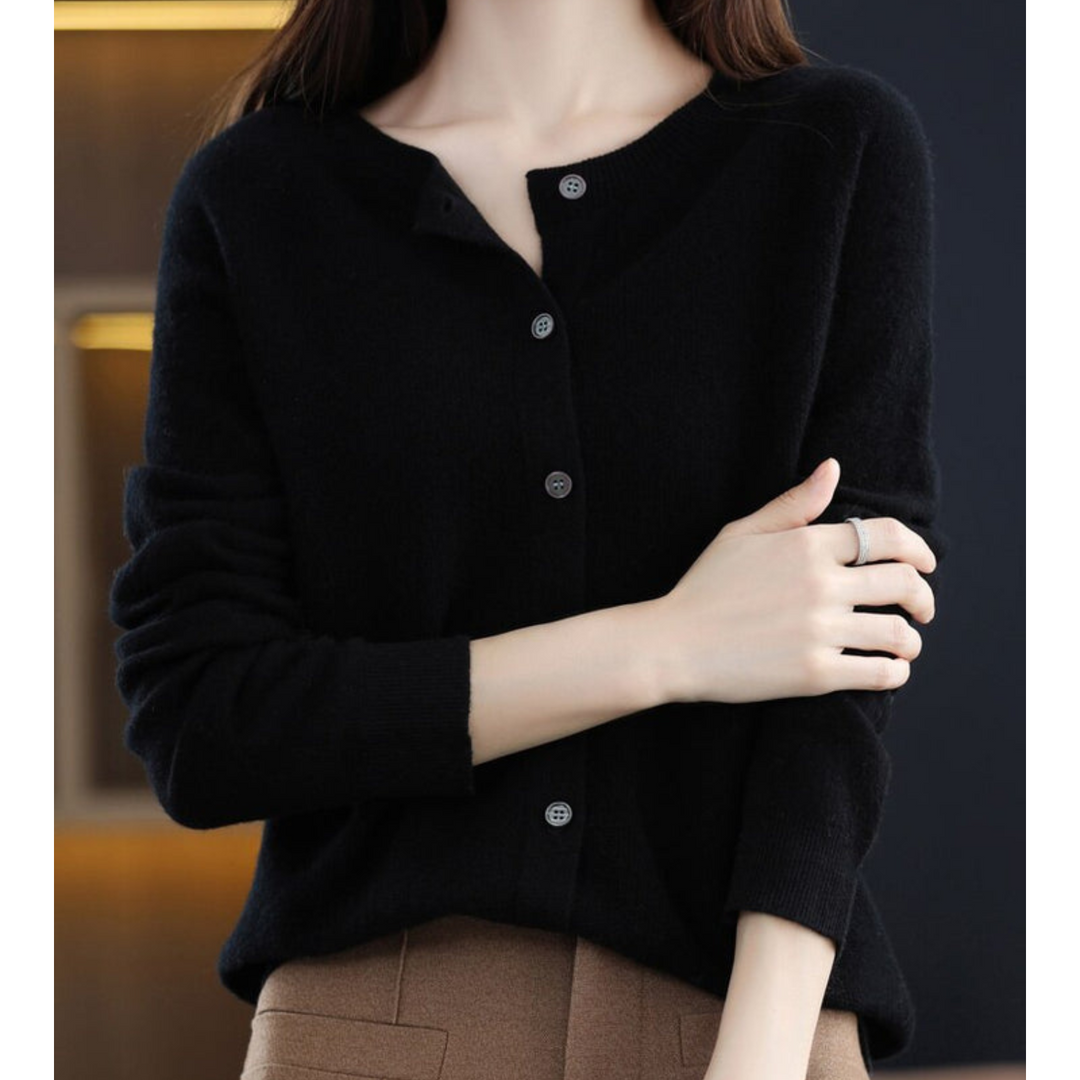 Dames gebreide cardigan met ronde hals en knopen