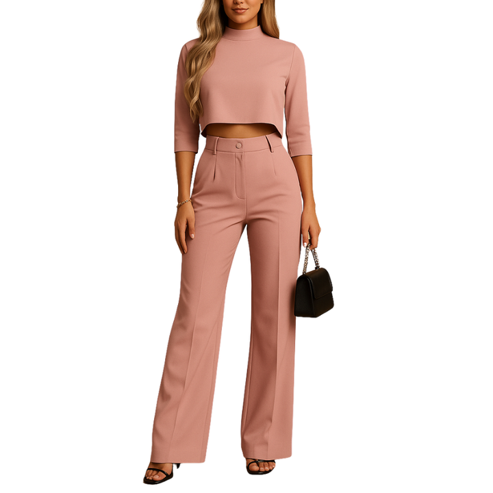 Dames twee-delige herfstset met top en broek voor dagelijks gebruik