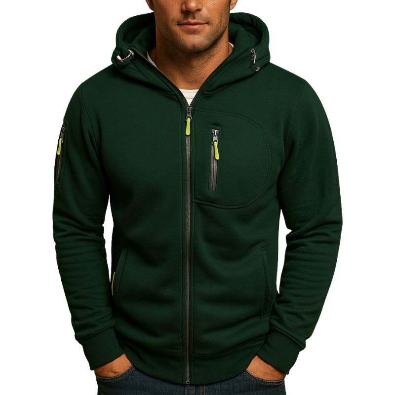 Heren hoodie met ritssluiting en verstelbare capuchon voor herfst en winter