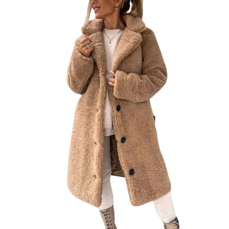 Lange winterjas met kraag en rechte voorkant