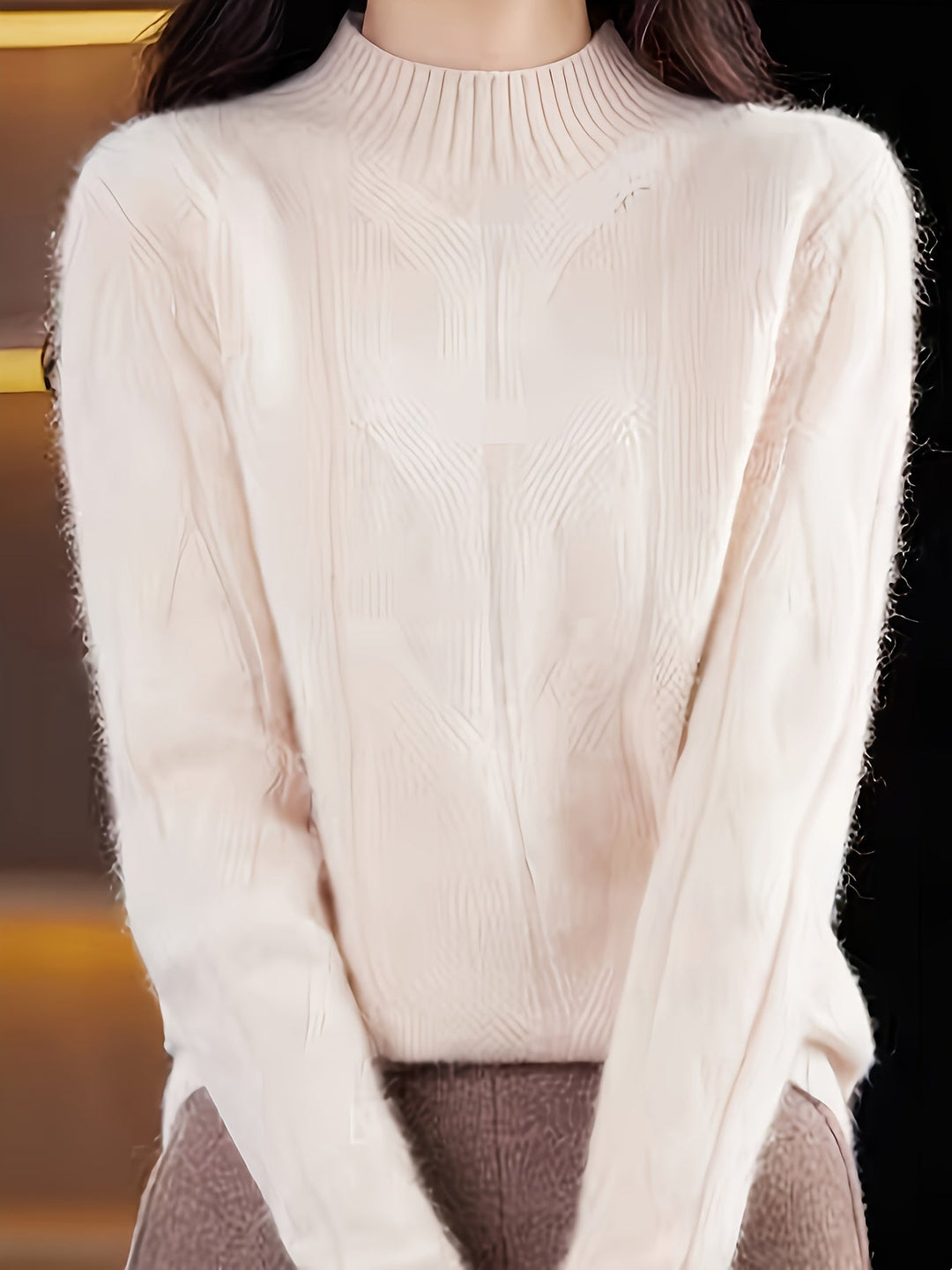 Klassieke gebreide trui met lange mouwen voor dames voor dagelijks gebruik