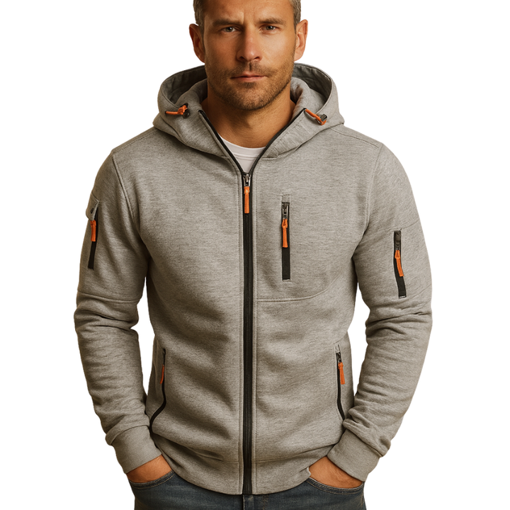 Heren hoodie met ritssluiting en verstelbare capuchon voor herfst en winter