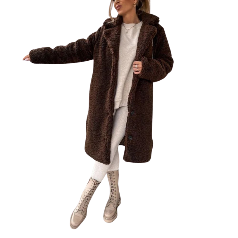 Lange winterjas met kraag en rechte voorkant