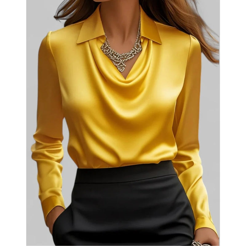 Blouse met waterval hals en kraag