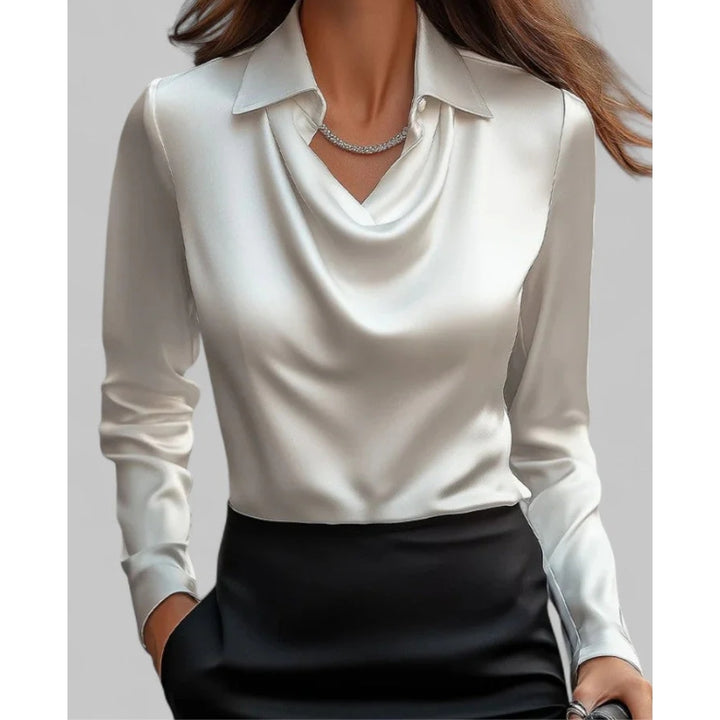 Blouse met waterval hals en kraag