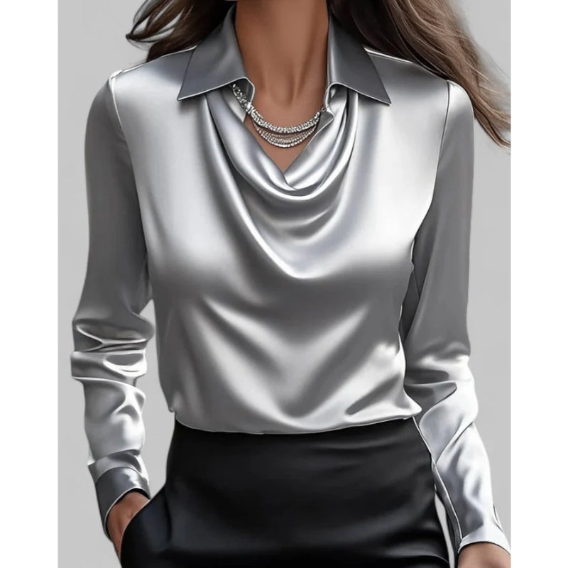 Blouse met waterval hals en kraag