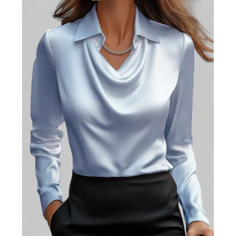 Blouse met waterval hals en kraag