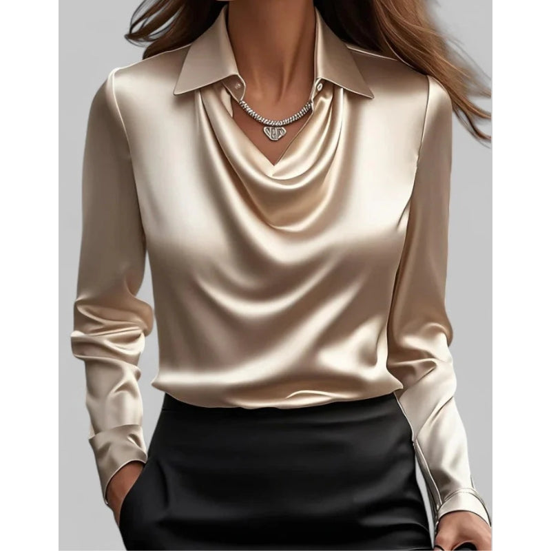 Blouse met waterval hals en kraag