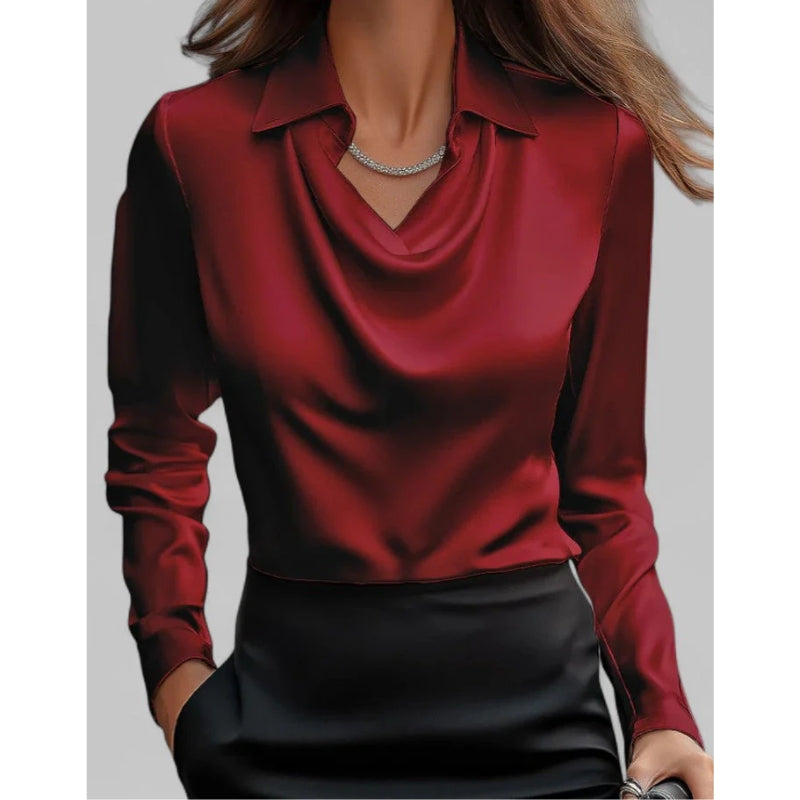 Blouse met waterval hals en kraag