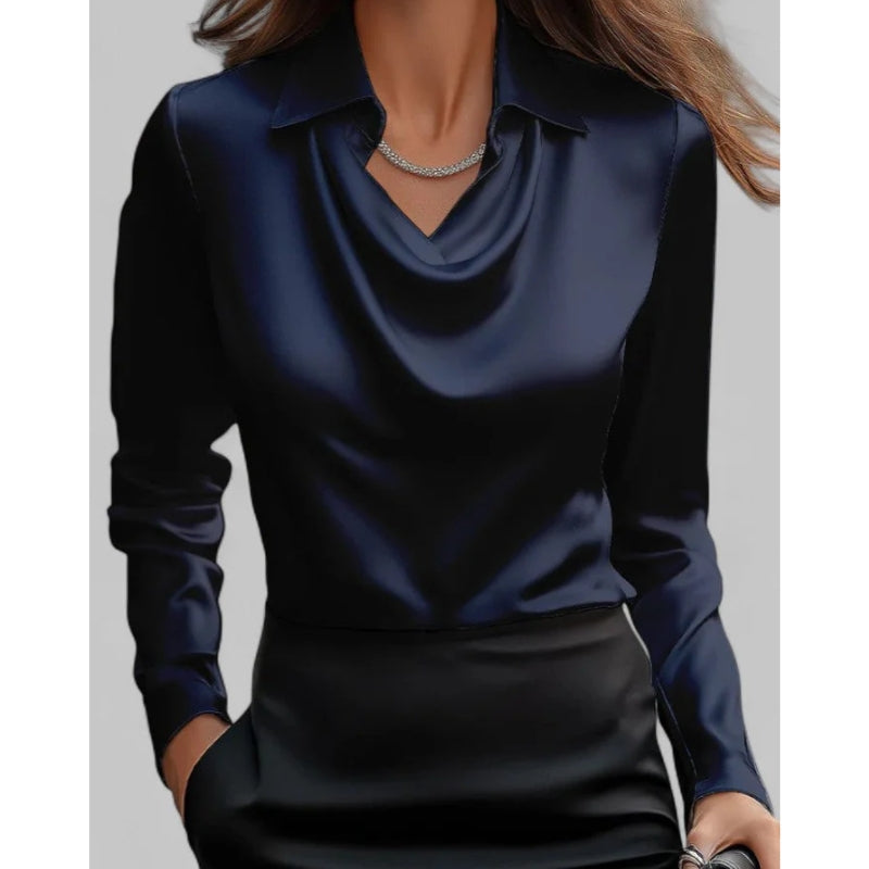 Blouse met waterval hals en kraag