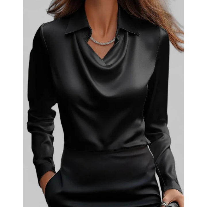 Blouse met waterval hals en kraag