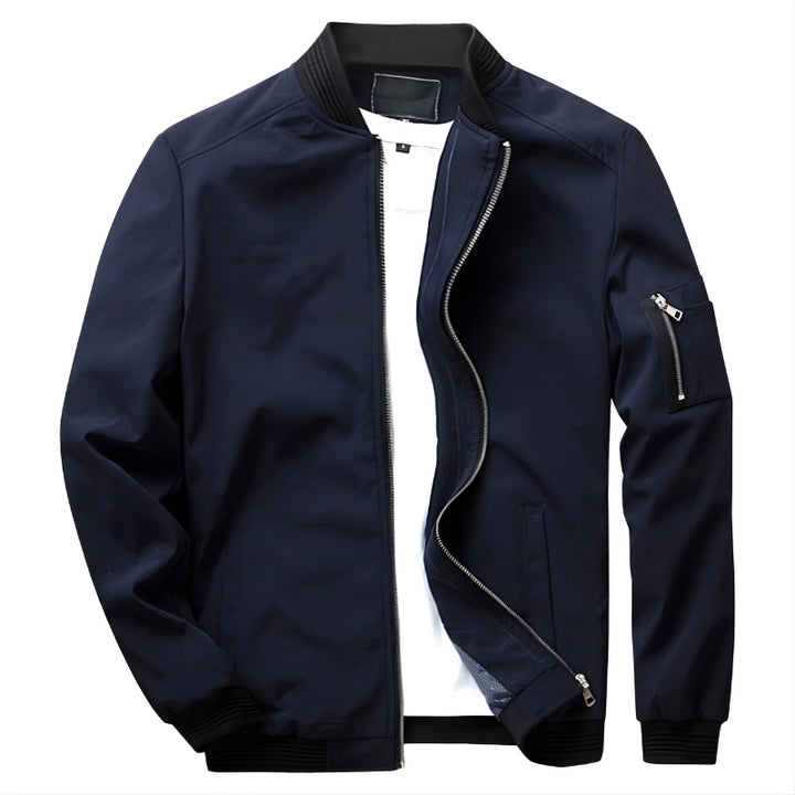 Vliegeniersjas met ritssluiting en mouwritszak heren