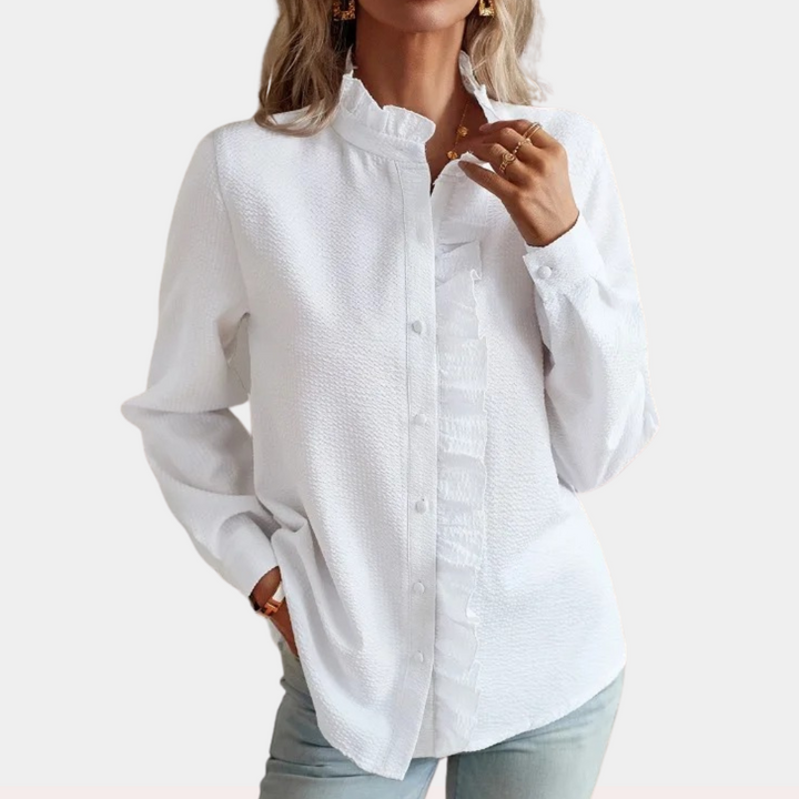 Dames zomerblouse met gestreept patroon en korte mouwen