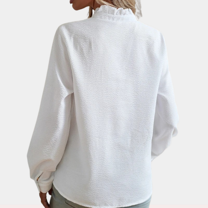 Dames zomerblouse met gestreept patroon en korte mouwen