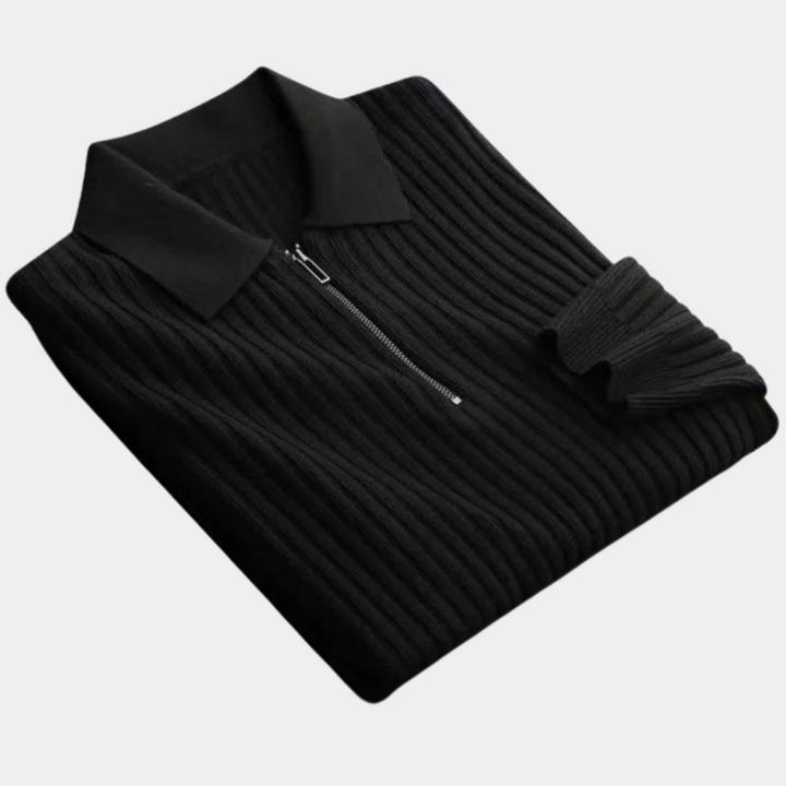 Gebreide herenpoloshirt met rits