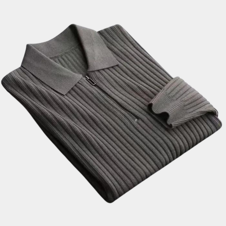 Gebreide herenpoloshirt met rits