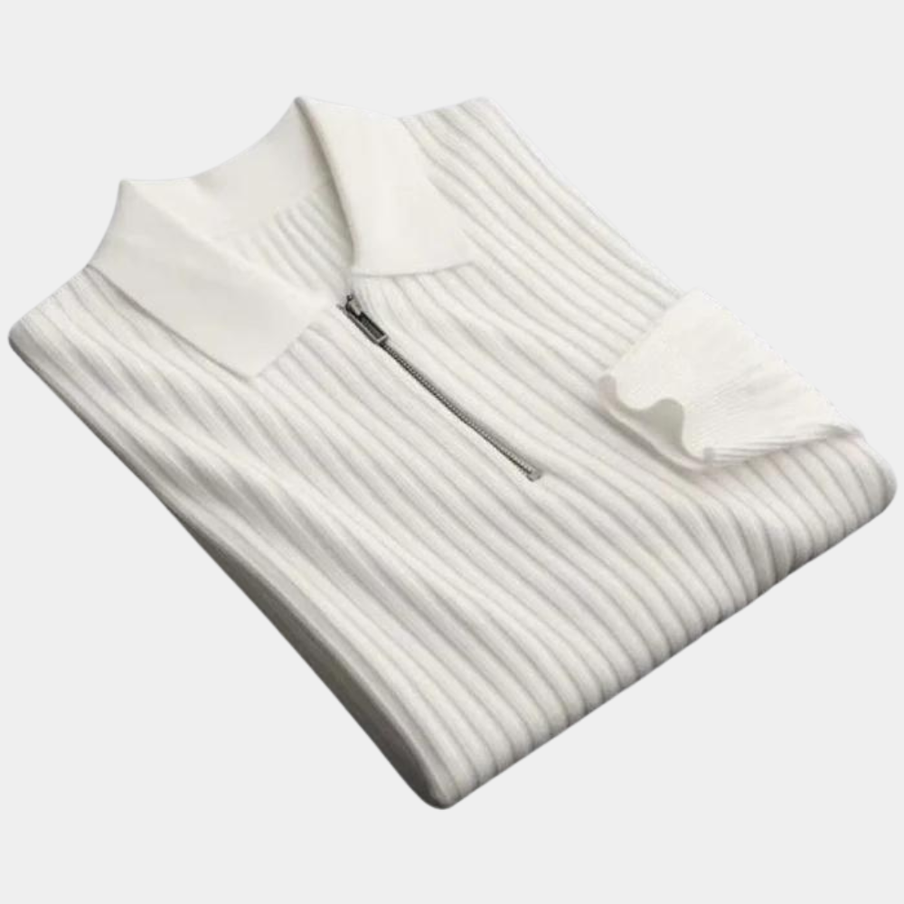 Gebreide herenpoloshirt met rits