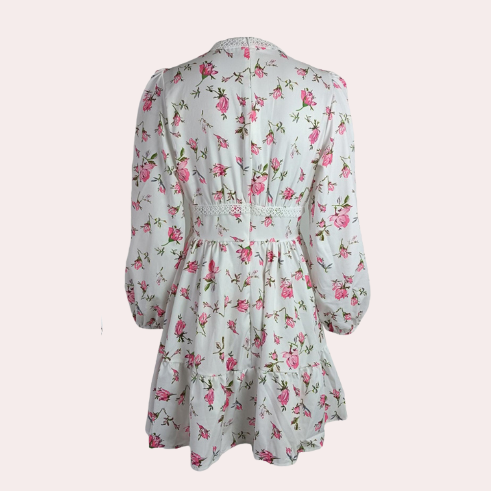Dames zomerjurk met V-hals en bloemenprint