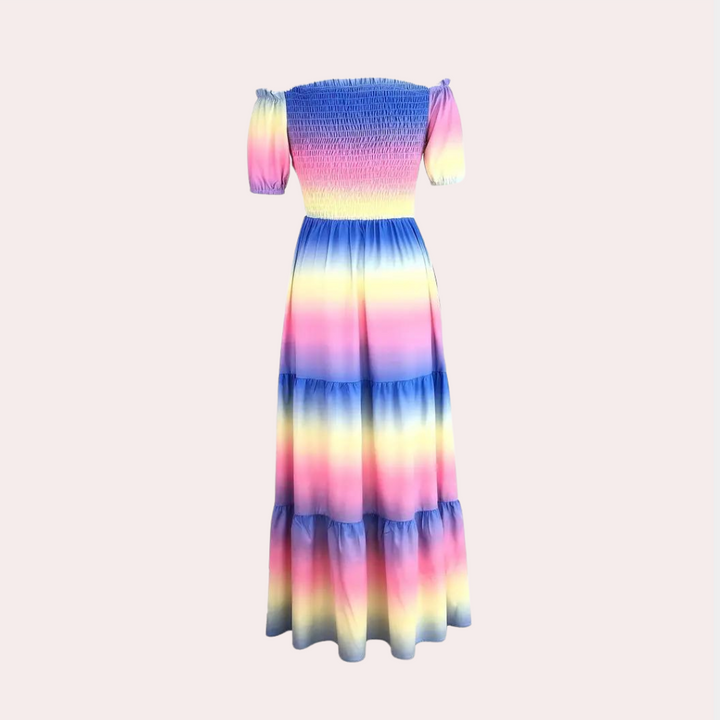 Off-shoulder gelaagde damesjurk