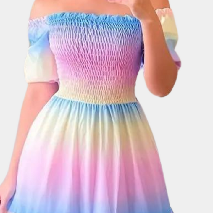 Off-shoulder gelaagde damesjurk