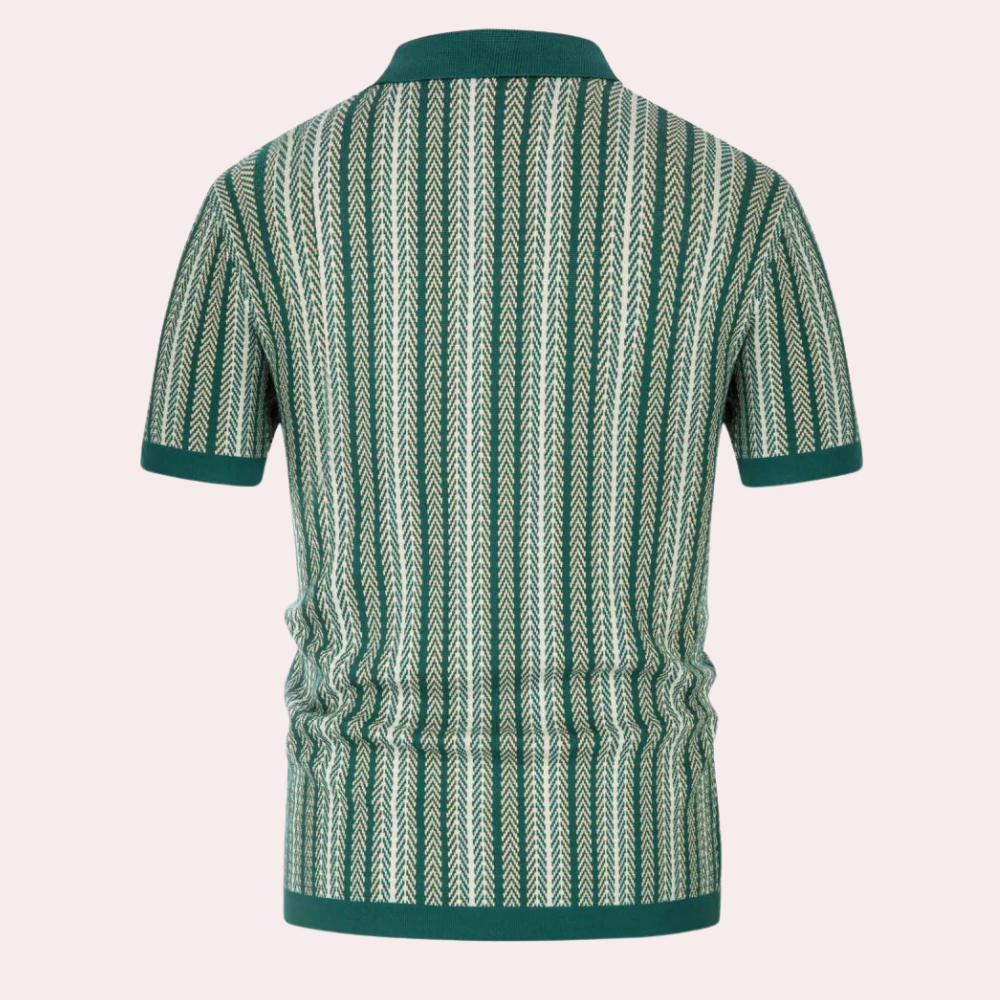 Kaspar - Slim fit gestreept gebreid overhemd