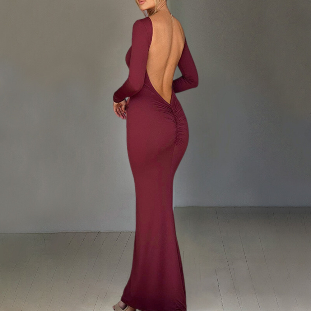 Faustina - Elegante dames maxi-jurk met open rug