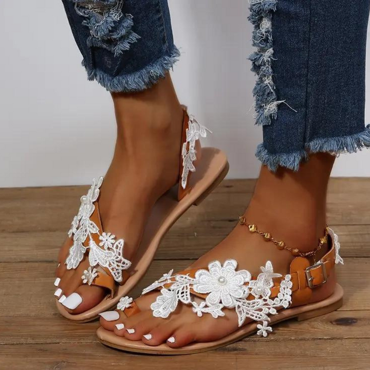 Calliope - Sandalen met kanten bloemmotief voor dames