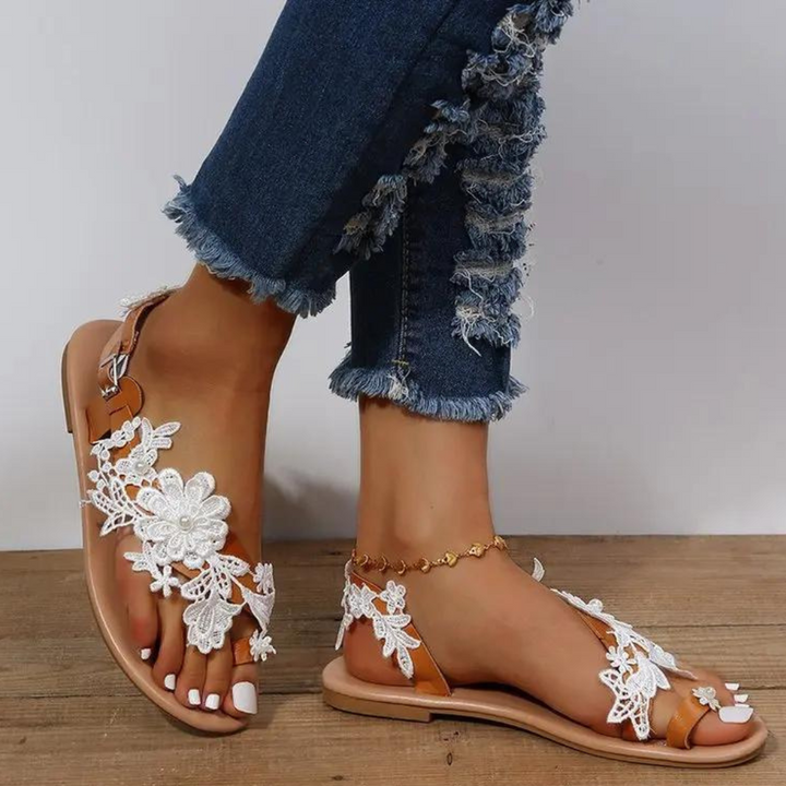 Calliope - Sandalen met kanten bloemmotief voor dames