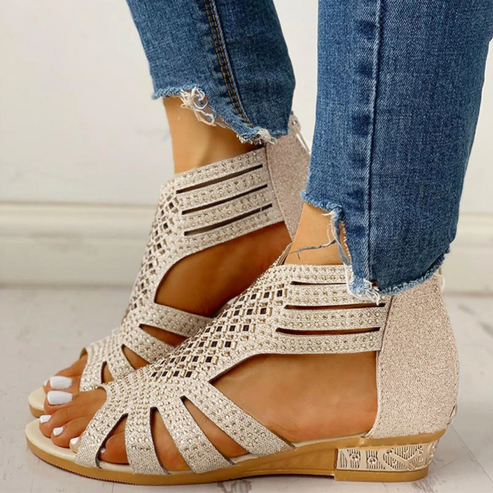 Dames sandalen met glitterdetails en uitsnijdingen