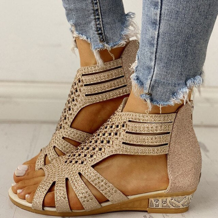 Dames sandalen met glitterdetails en uitsnijdingen