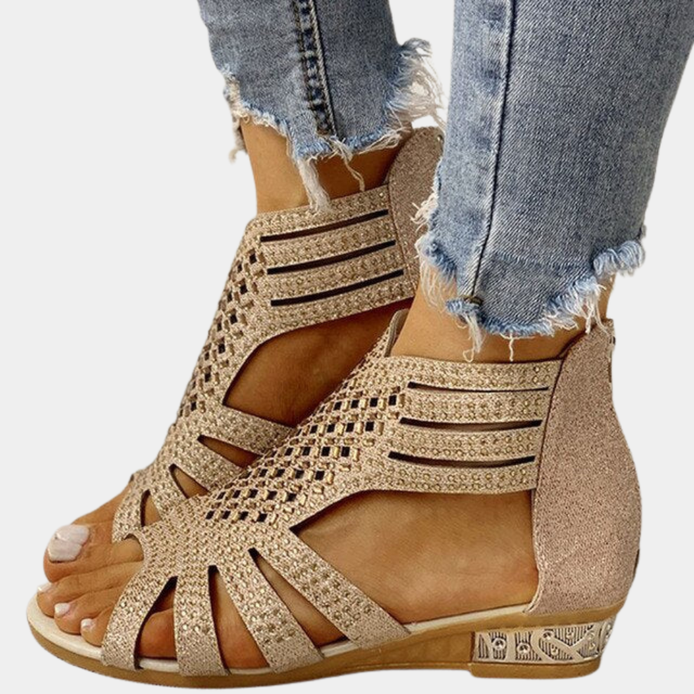 Dames sandalen met glitterdetails en uitsnijdingen