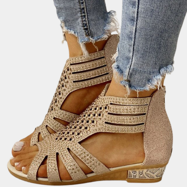 Dames sandalen met glitterdetails en uitsnijdingen