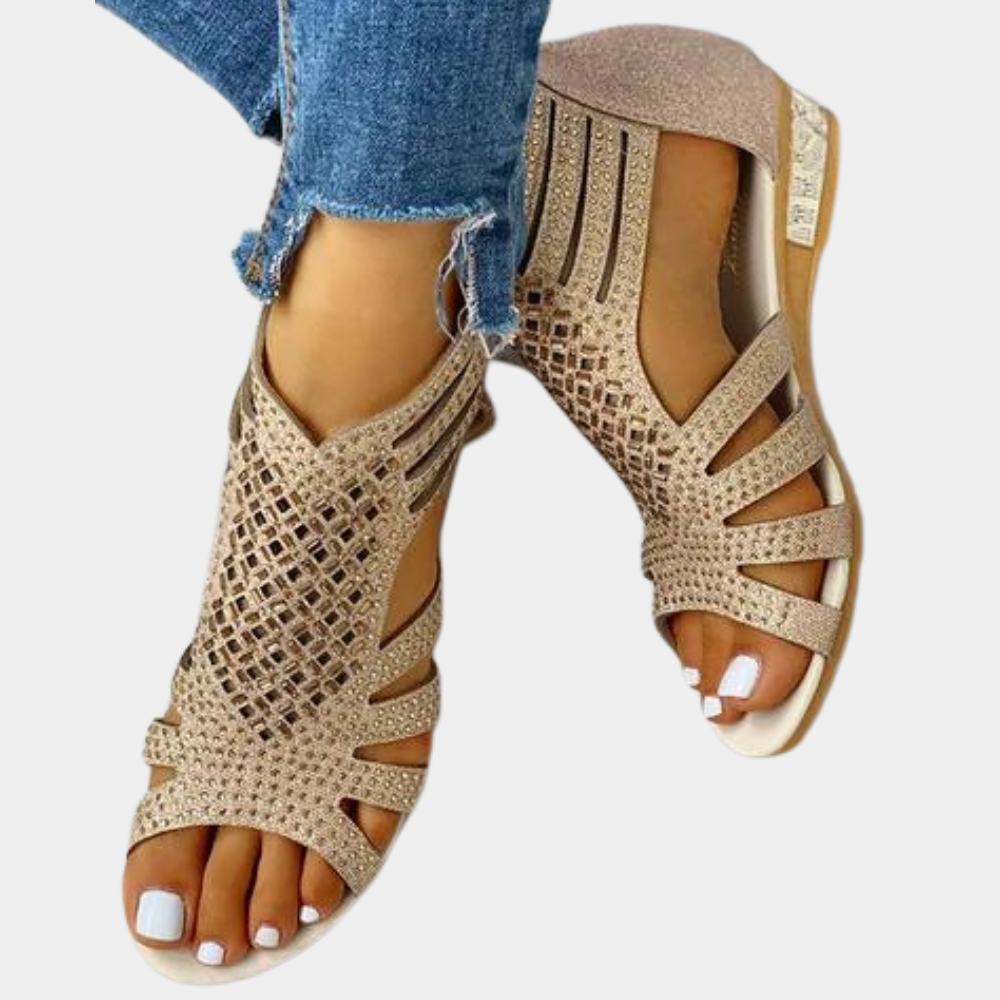 Dames sandalen met glitterdetails en uitsnijdingen