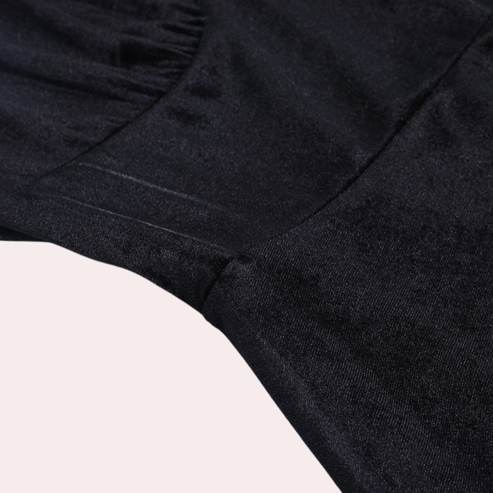 Dames jurk met kanten mouwen en trompetdetails