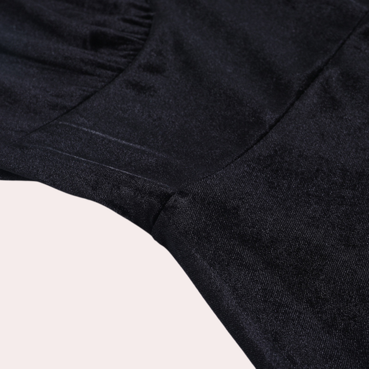 Dames jurk met kanten mouwen en trompetdetails