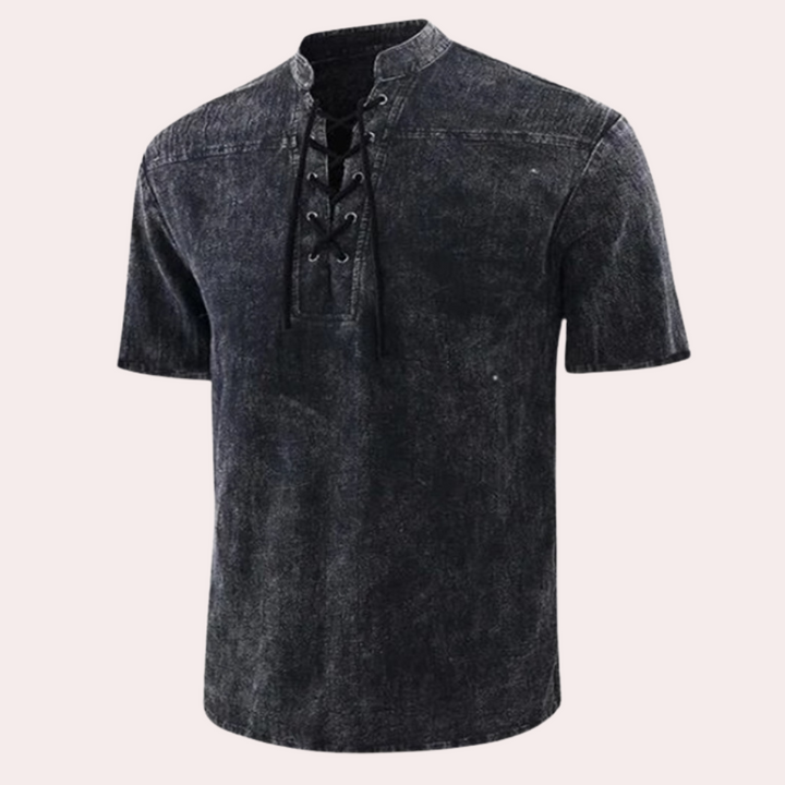 Urban - Trendy V-hals shirt met veters voor heren