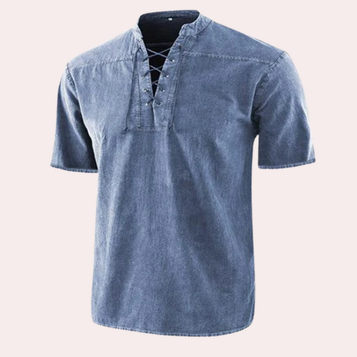 Urban - Trendy V-hals shirt met veters voor heren