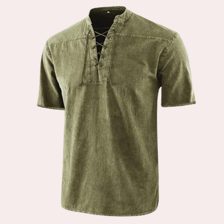 Urban - Trendy V-hals shirt met veters voor heren