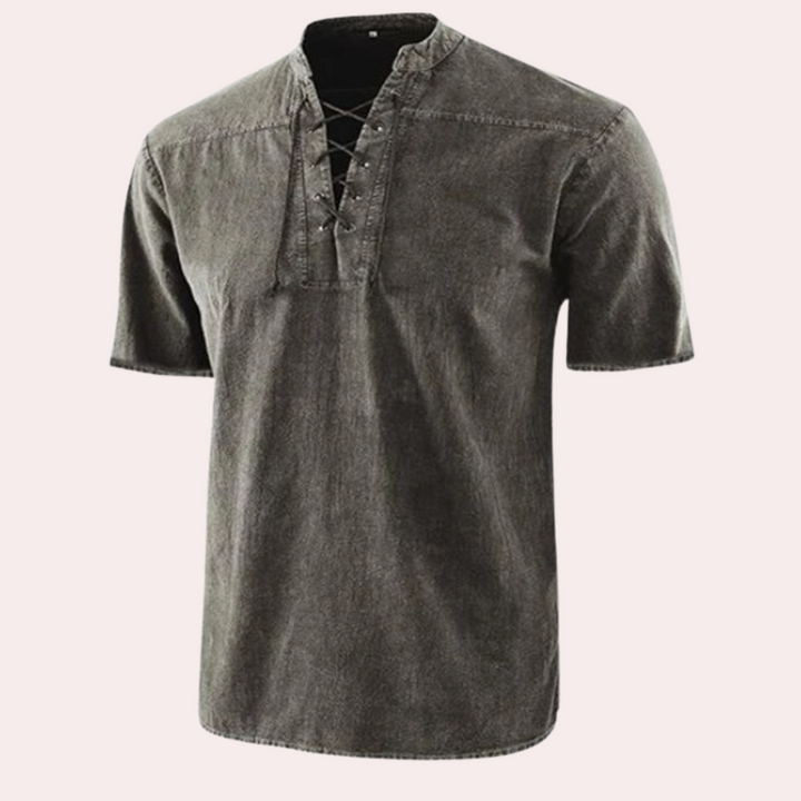 Urban - Trendy V-hals shirt met veters voor heren