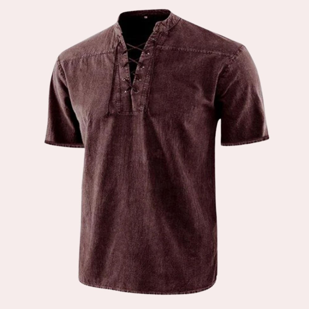 Urban - Trendy V-hals shirt met veters voor heren