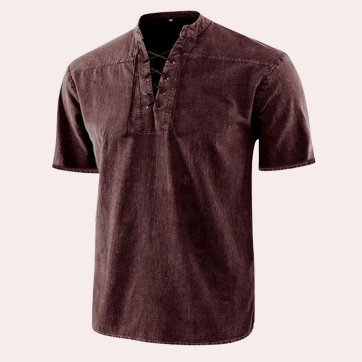 Urban - Trendy V-hals shirt met veters voor heren